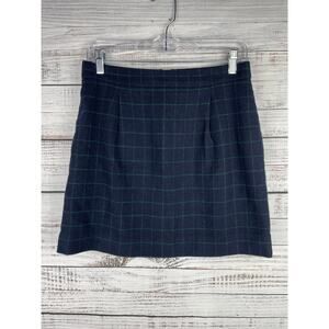 J.Crew Wool Blend Blue Green Plaid Mini Skirt 2 Academia Grunge Y2K Career